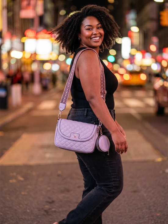 Handbags - Lavender Quilted Women's Crossbody Bag w/Pouch